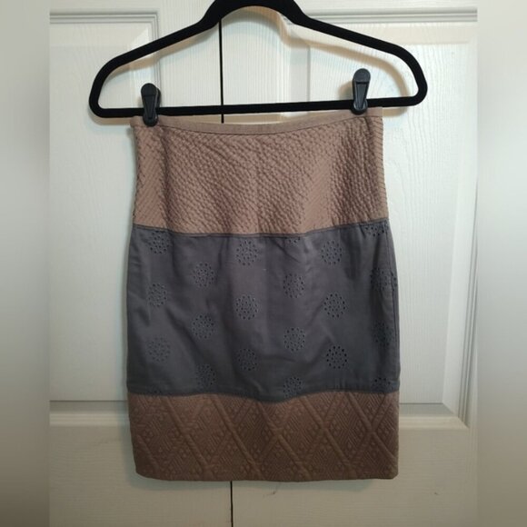 Catherine Malandrino textured neutral quilted pencil skirt 0 - Picture 8 of 8